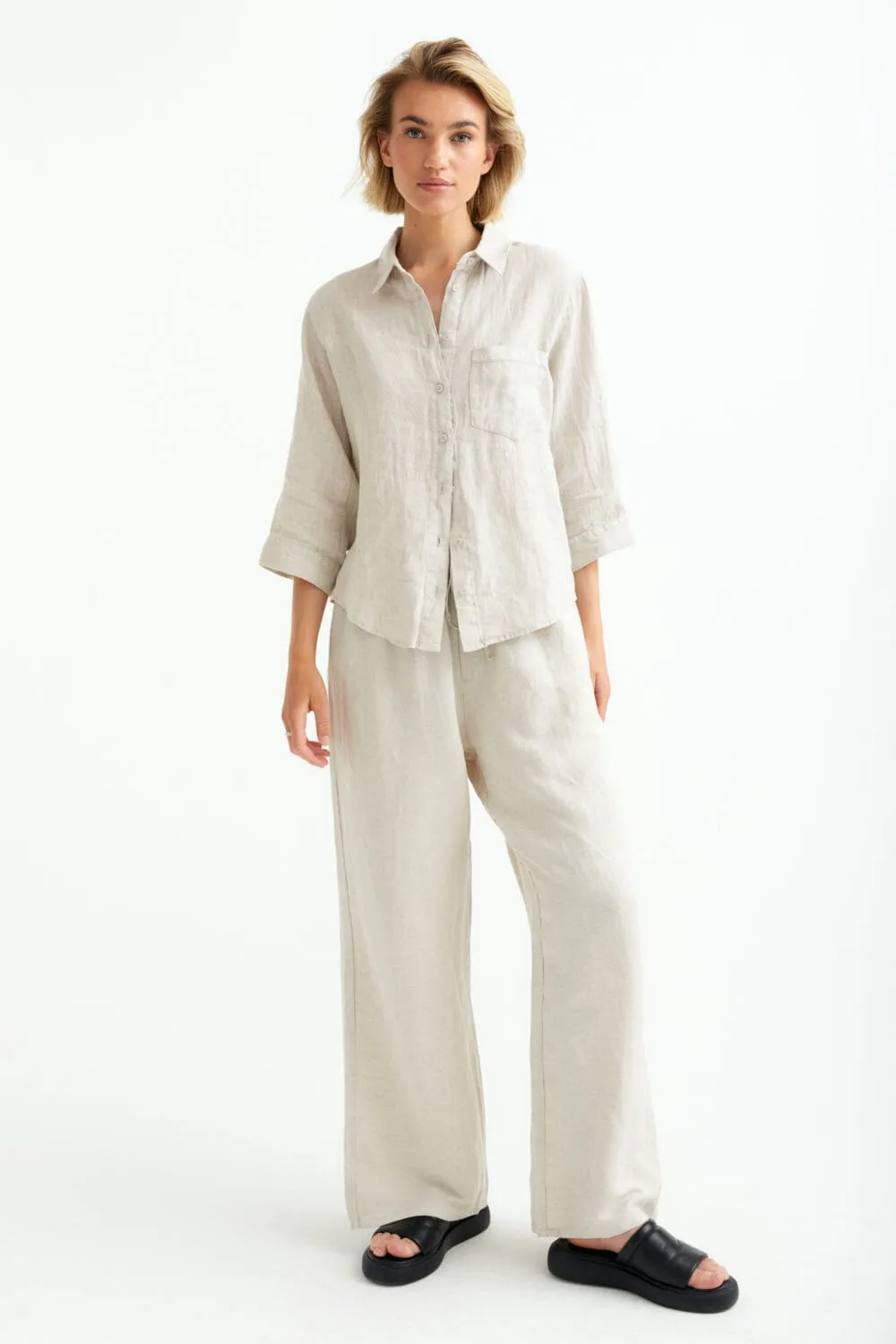 Straight Fit Linen Shirt