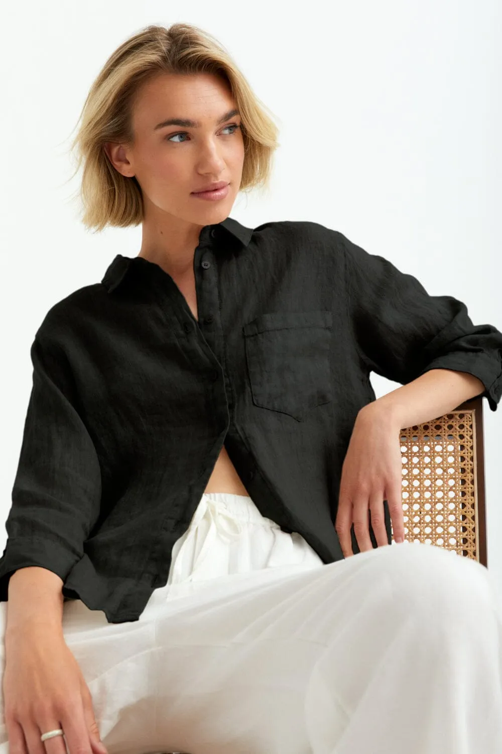 Straight Fit Linen Shirt