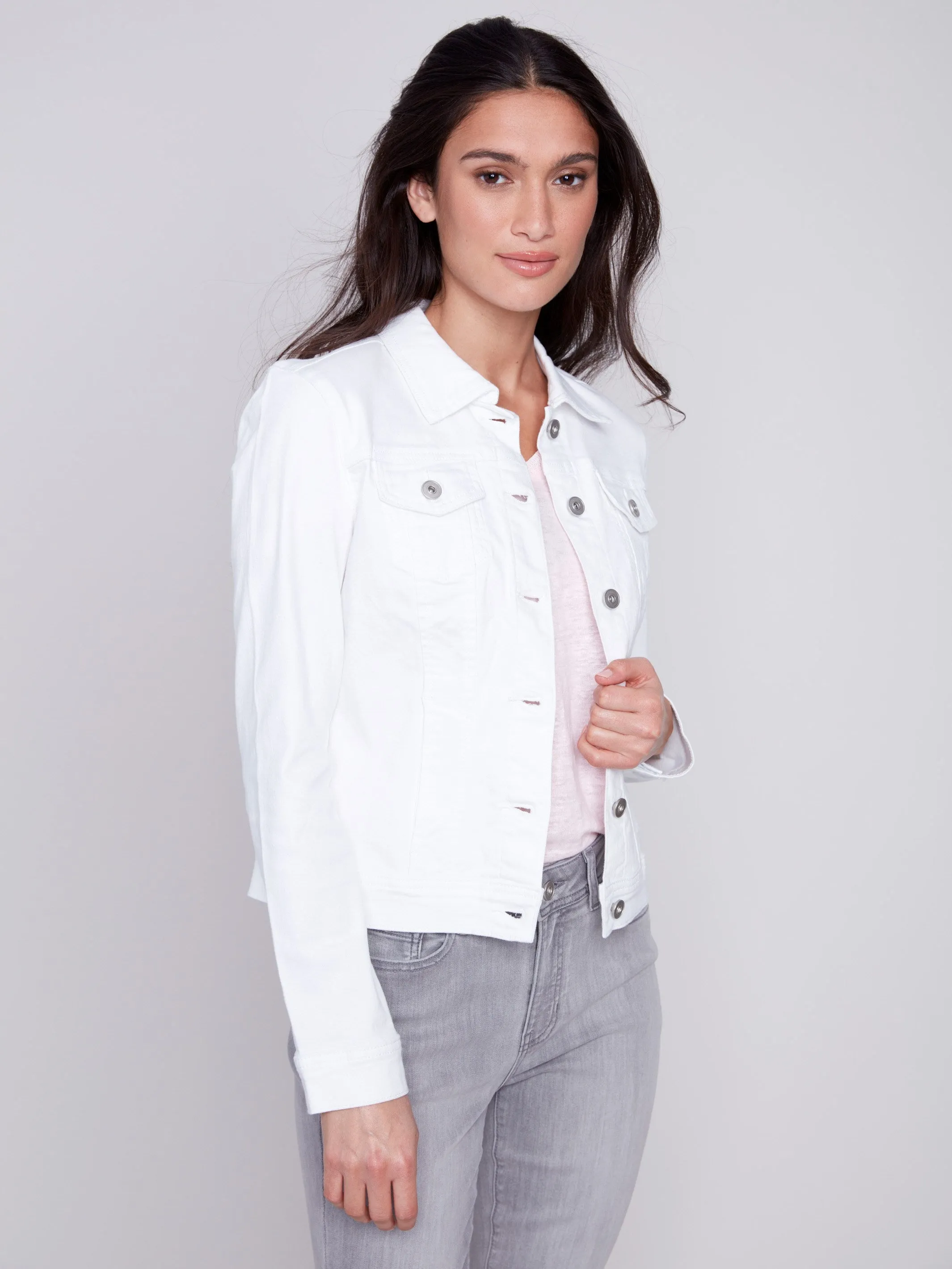 Stretch Denim Jacket - White