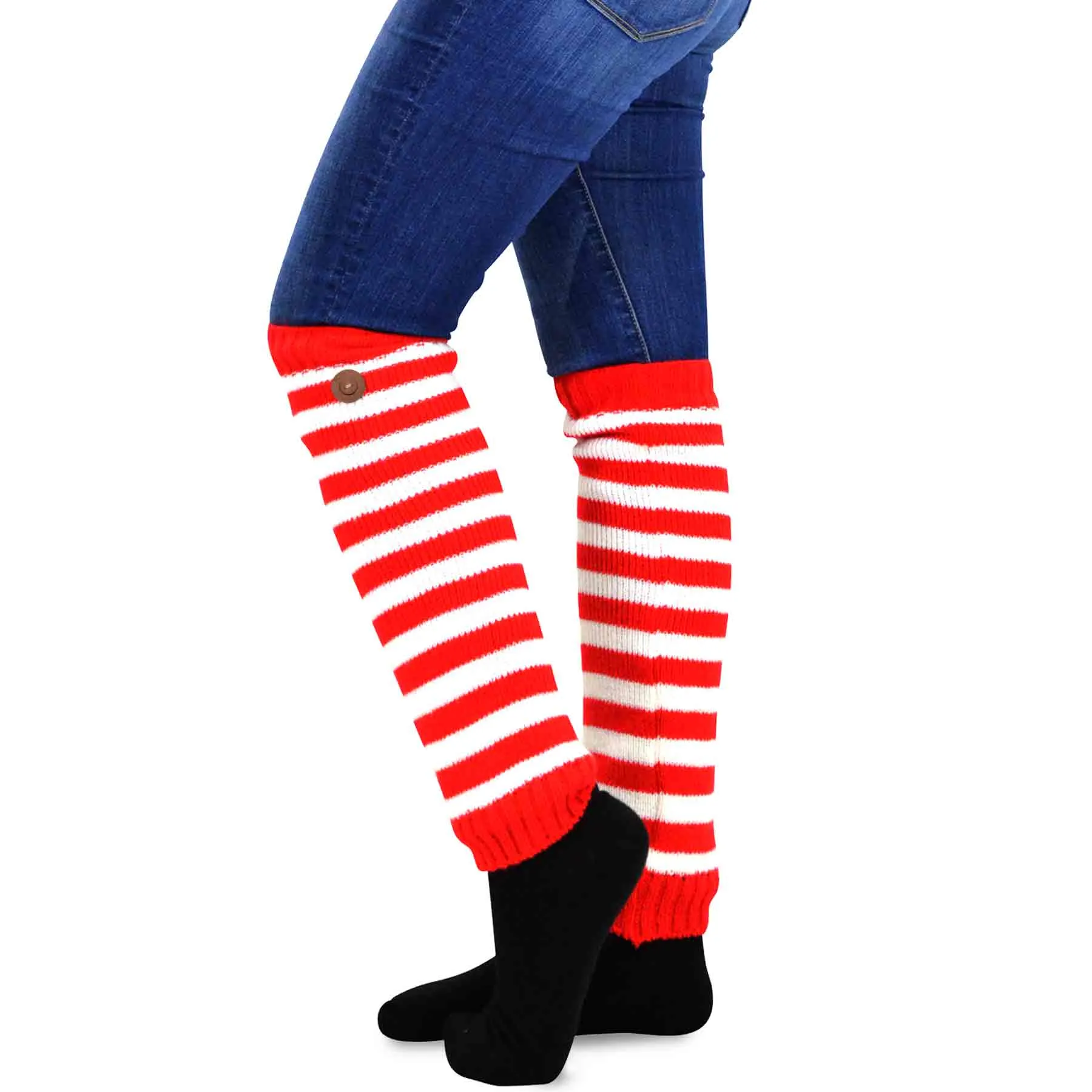 TeeHee Socks Women's Christmas Acrylic Leg Warmer Candy Cane 3-Pack Gift Box (12250)