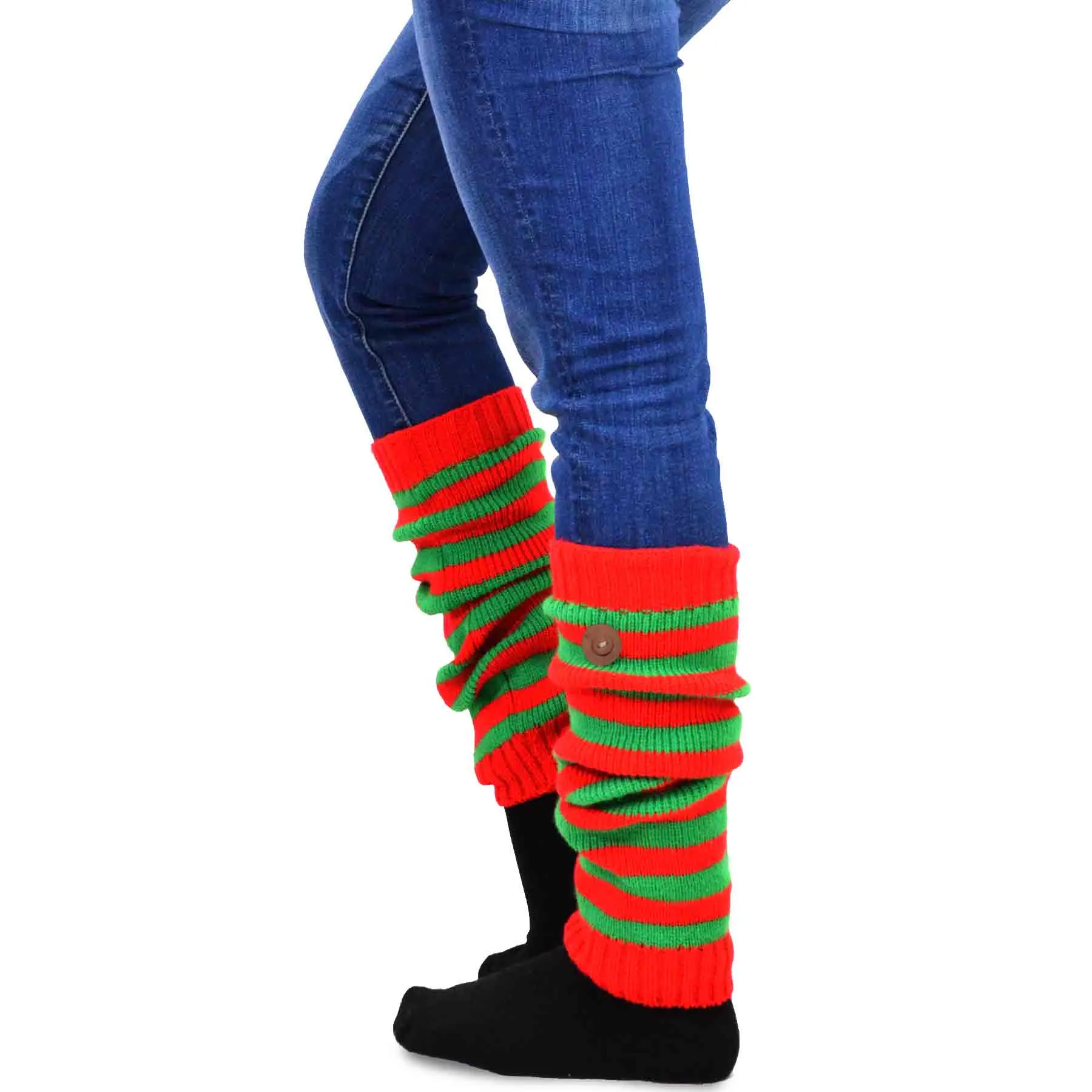 TeeHee Socks Women's Christmas Acrylic Leg Warmer Candy Cane 3-Pack Gift Box (12250)