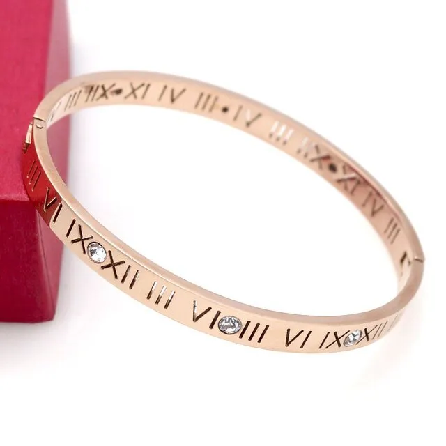 Titanium Steel Bangles Roman Numerals