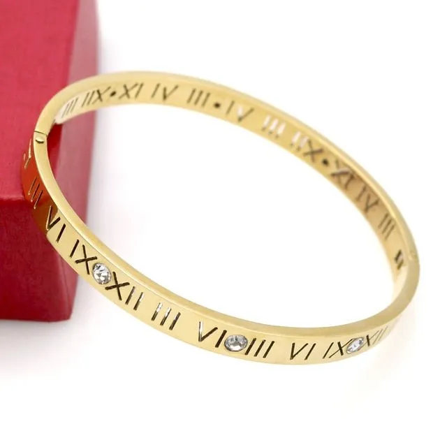 Titanium Steel Bangles Roman Numerals