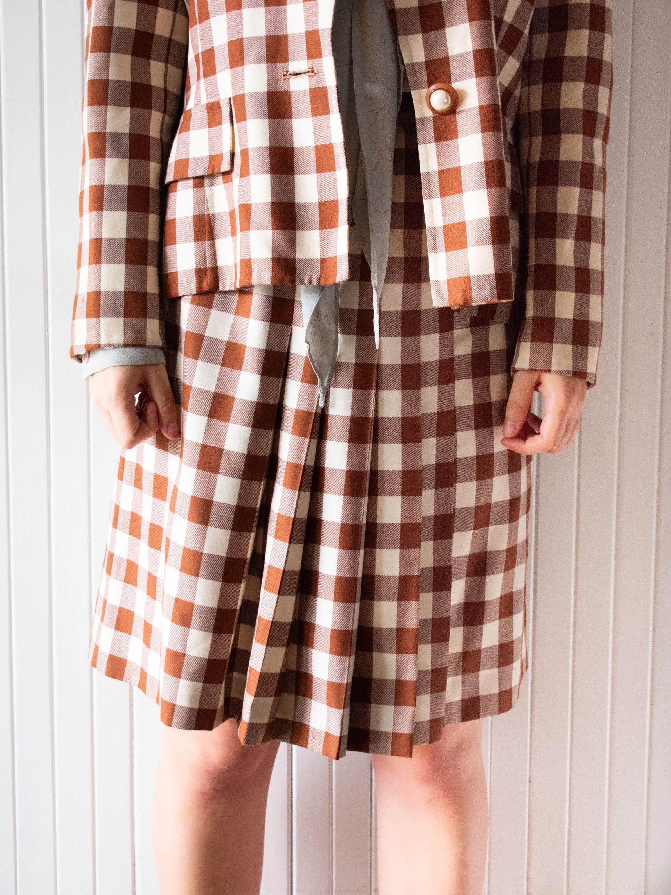 Vintage 1980s Oscar de la Renta Coordinate Gingham Set Large