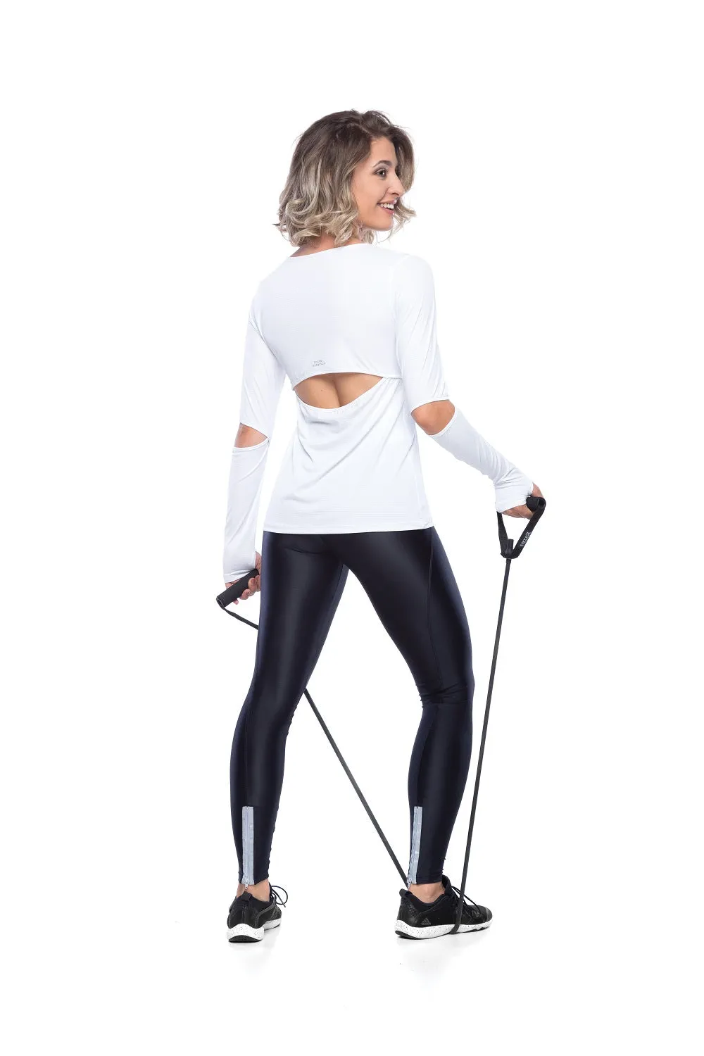 White Cosmic Women Long Sleeve Workout Shirt