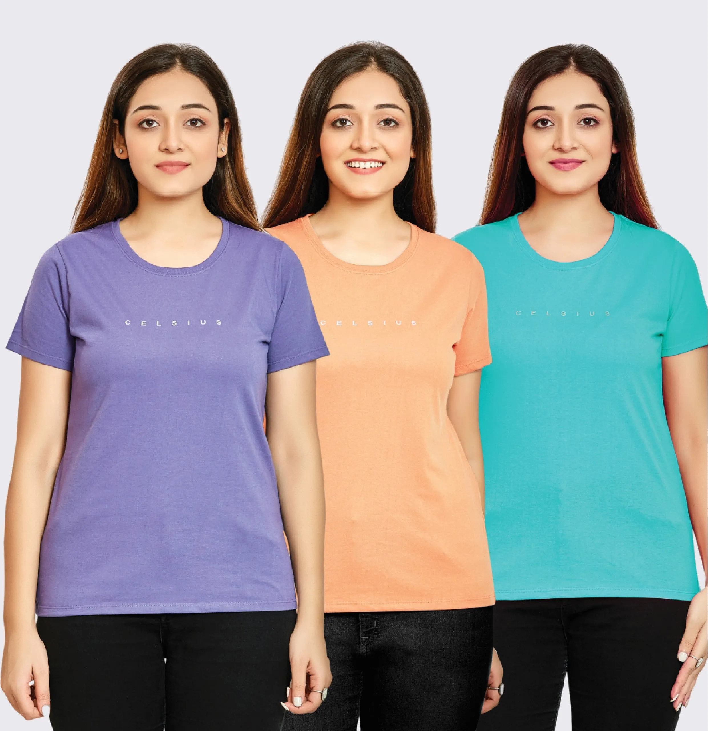 WOMEN 3 PIECE PACK CREW NECK TSHIRT