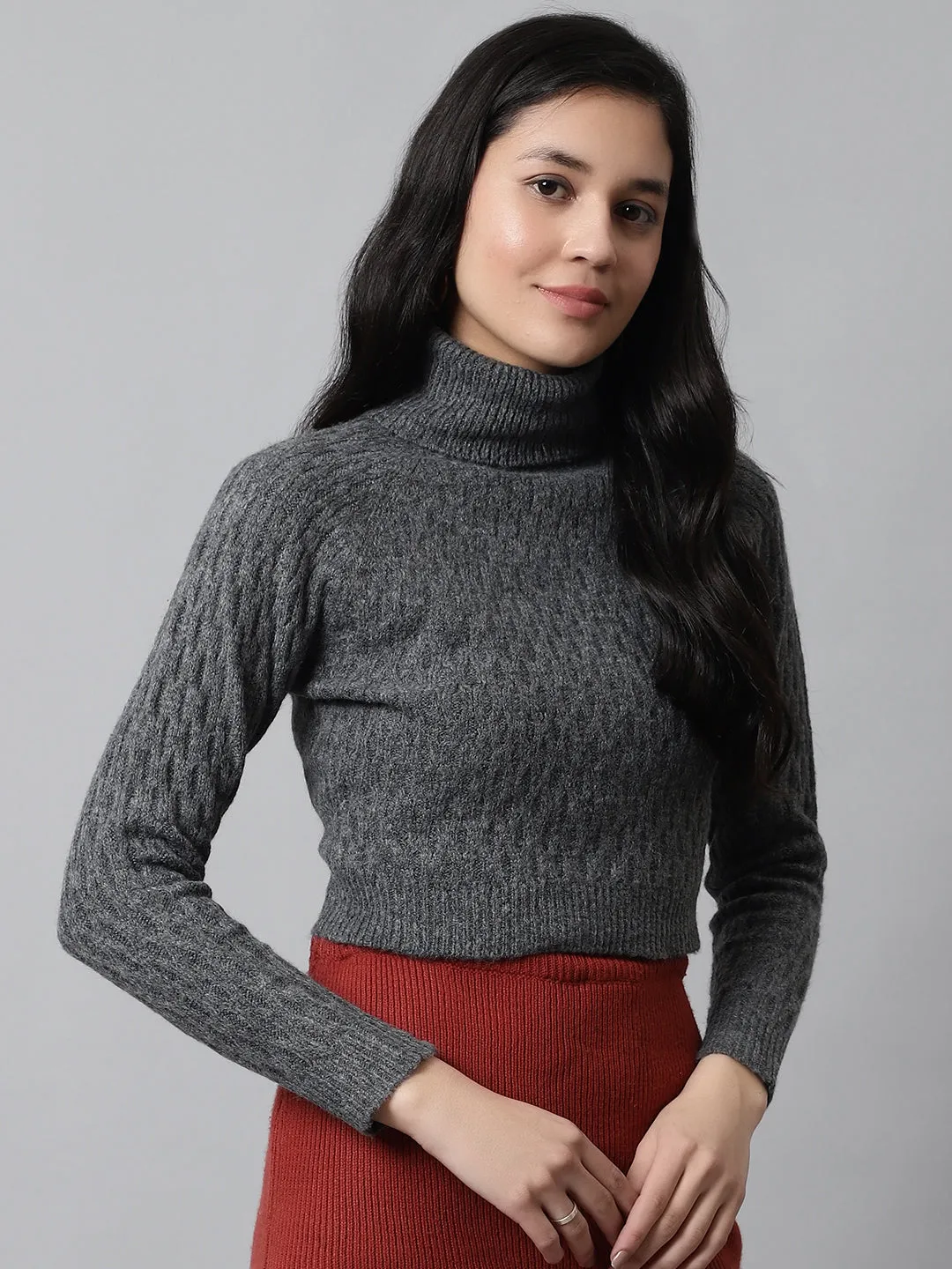 Women Acrylic High Neck Sweater