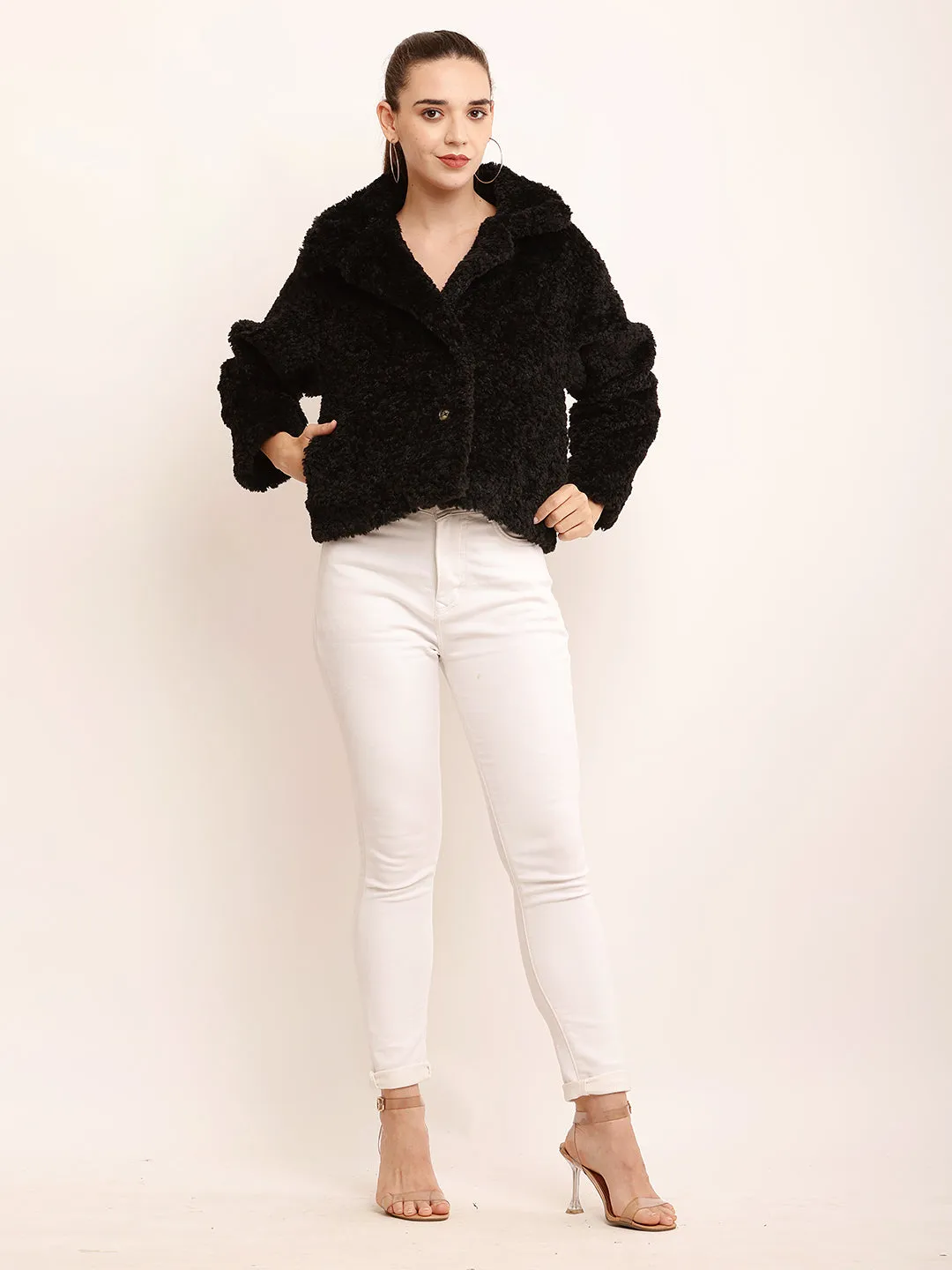 Women Black Faux Fur Jacket