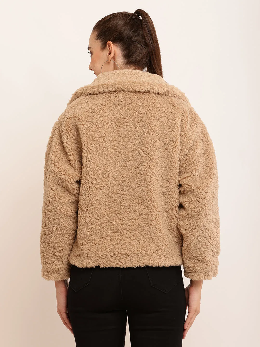 Women Brown Faux Fur Jacket