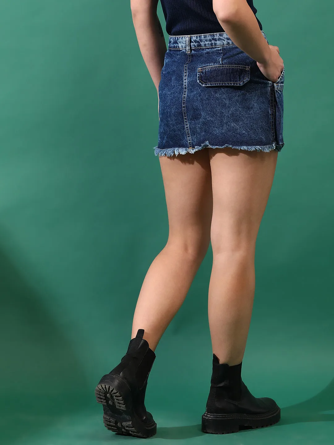 Women Denim Dark Blue Skirt