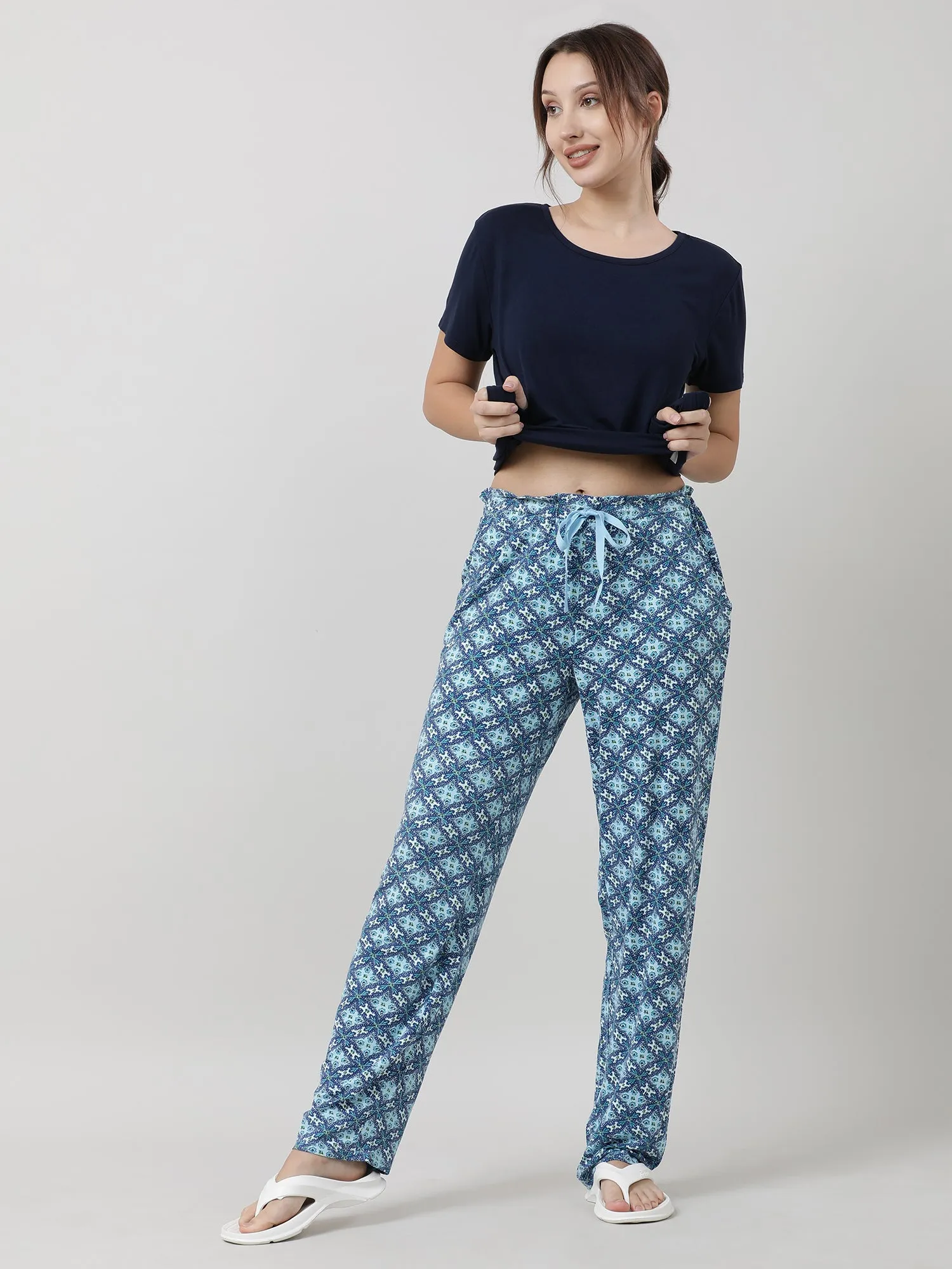 Women Indigo Printed  Lounge Pants