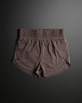 WOMENS MOMENTUM MESH SHORTS - EARTH