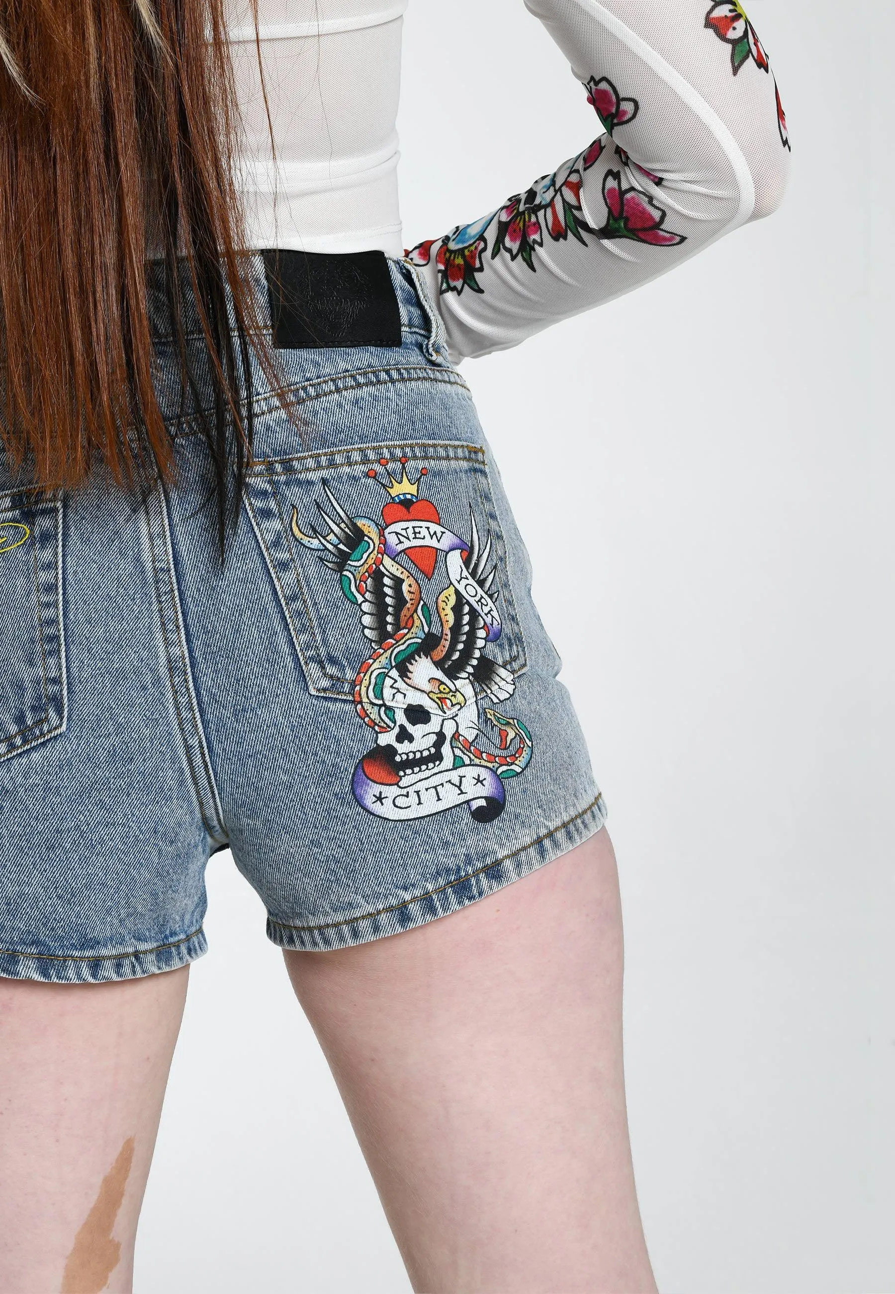 Womens Nyc Lover Denim Shorts - Bleach