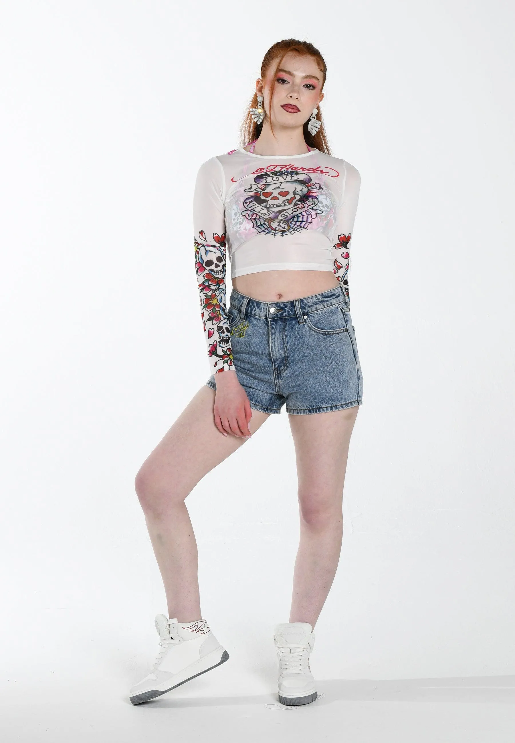 Womens Nyc Lover Denim Shorts - Bleach