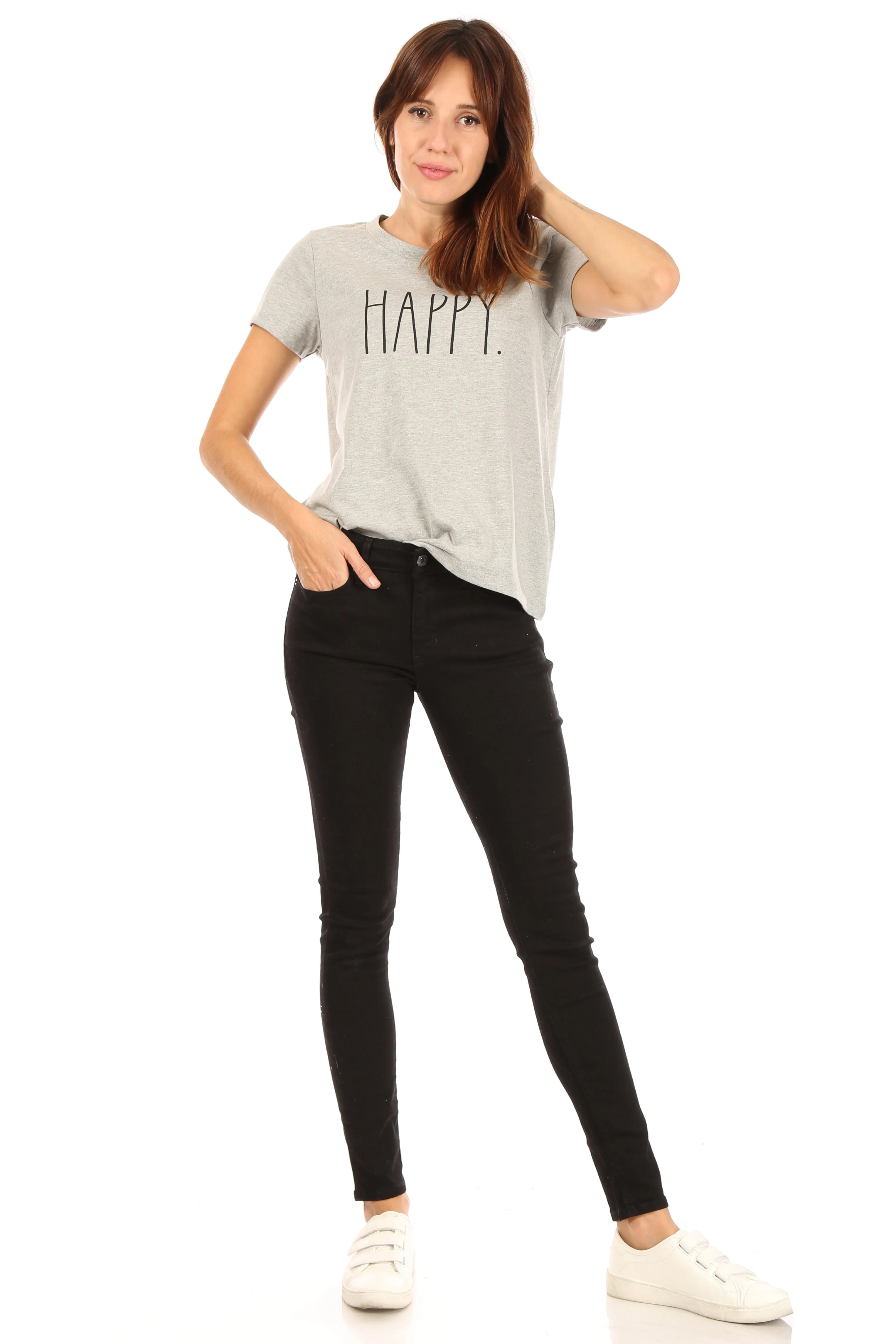 Women's "HAPPY" Short Sleeve Icon T-Shirt