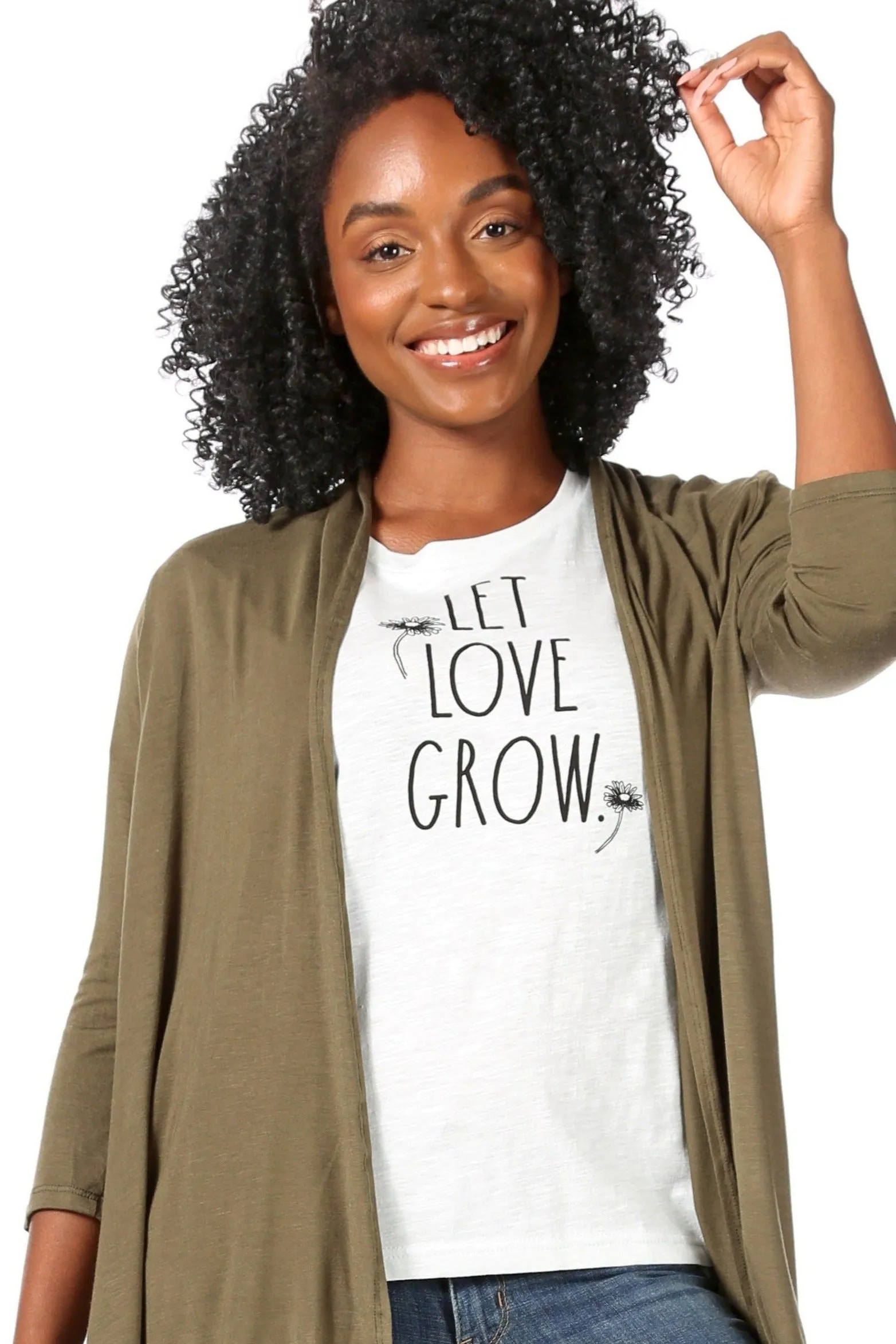 Women's "LET LOVE GROW" Short Sleeve Sage Classic Slub T-Shirt