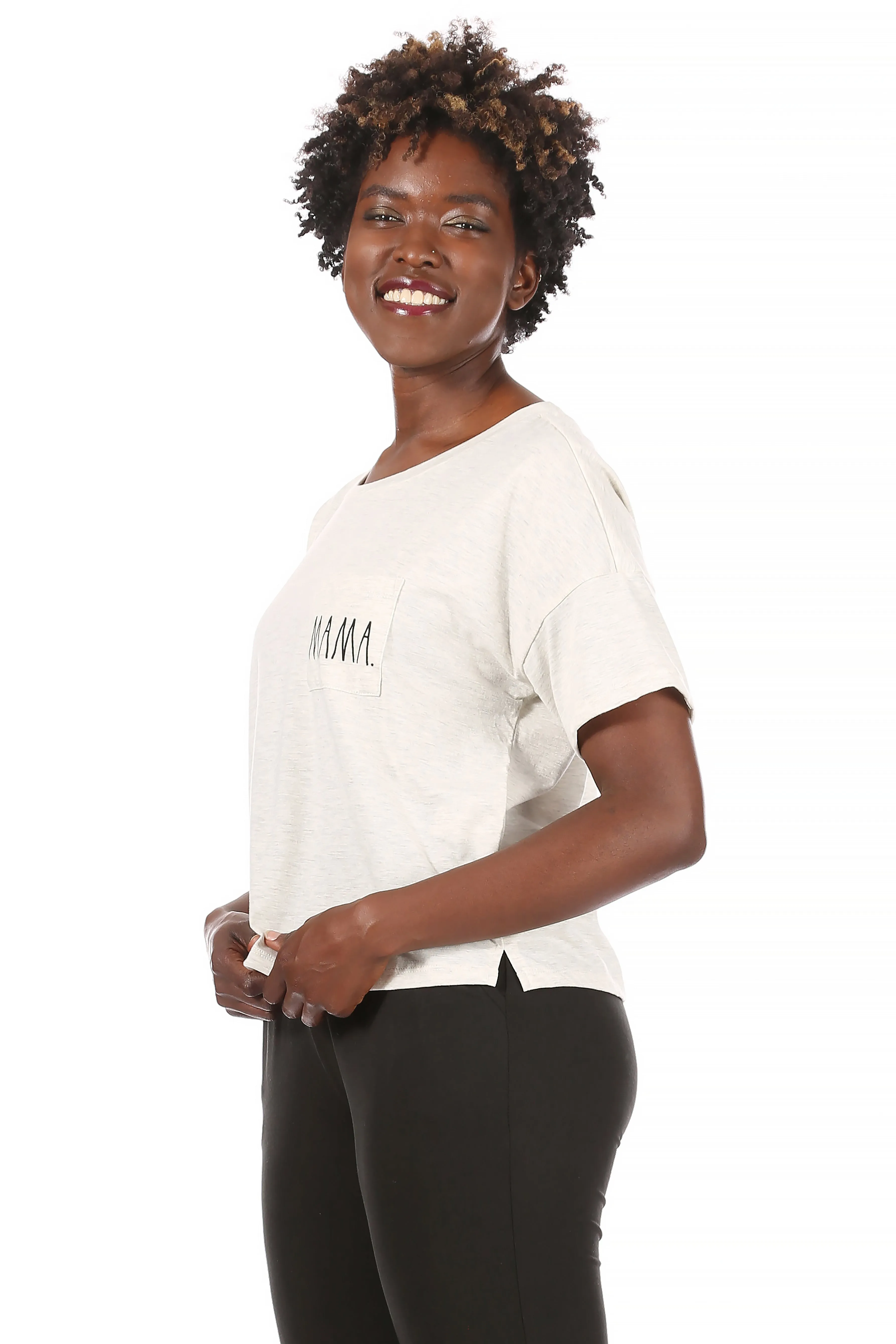 Women's "MAMA" Short Sleeve Boxy T-Shirt with Pocket