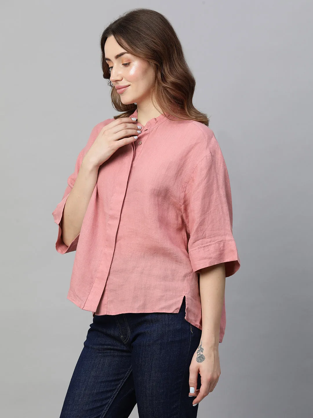 Women's Rose Linen Regular Fit Blouse