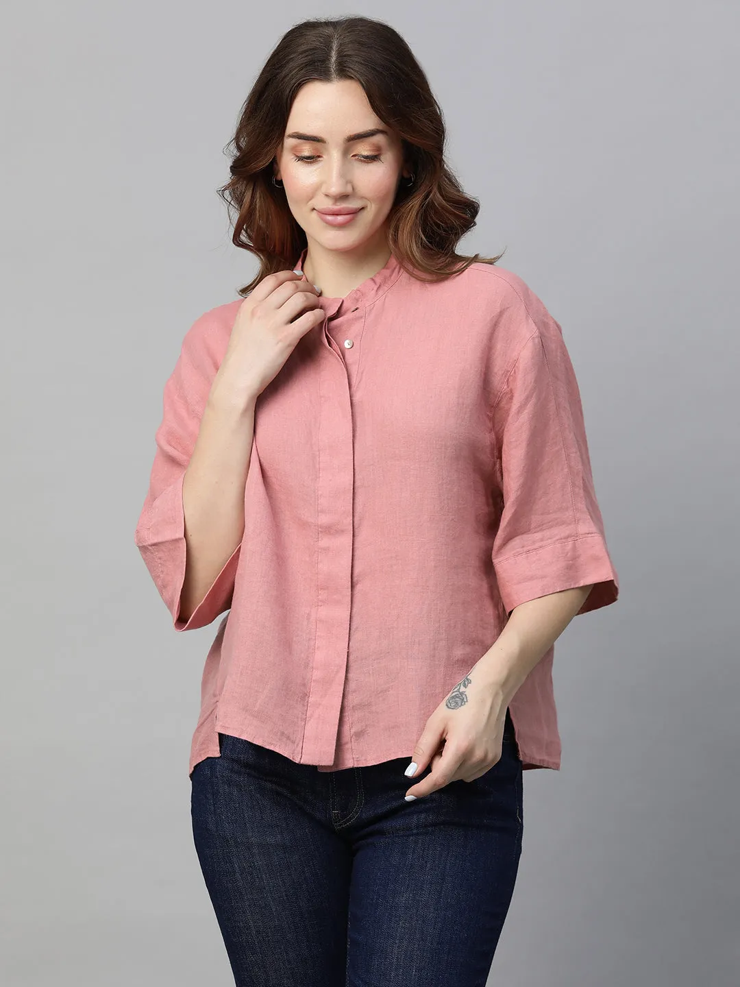 Women's Rose Linen Regular Fit Blouse