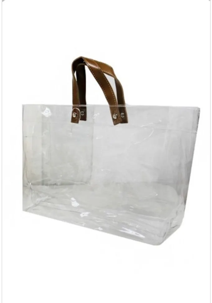 X-LARGE CLEAR TRANSIENT TOTE PURSE BAG